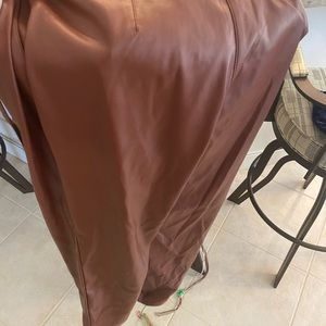 Loft brown pleather 2 clasp pants with belt